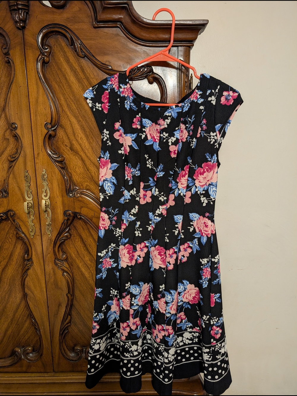 Elle Black Dress with Pink & Blue Floral Print